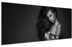 Tablou - Portretul unei femei seducătoare, alb-negru (120x50 cm)
