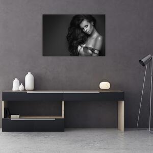 Tablou - Portretul unei femei seducătoare, alb-negru (90x60 cm)