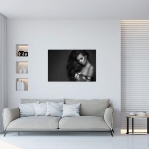 Tablou - Portretul unei femei seducătoare, alb-negru (90x60 cm)
