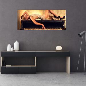 Tablou - Femeia și pian (120x50 cm)