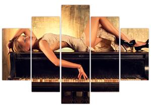 Tablou - Femeia și pian (150x105 cm)