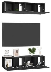 Dulapuri TV, 4 piese, negru, 60x30x30 cm, lemn prelucrat