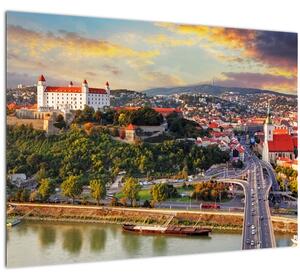 Tablou pe sticlă - Panorama bratislavei, Slovacia (70x50 cm)