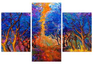 Tablou - Coroane de copac de toamnă, impresionism modern (90x60 cm)