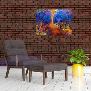 Tablou - Coroane de copac de toamnă, impresionism modern (70x50 cm)