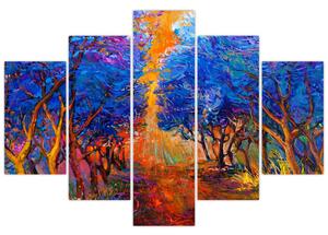 Tablou - Coroane de copac de toamnă, impresionism modern (150x105 cm)