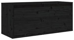 Dulap de perete, negru, 80x30x35 cm, lemn masiv de pin