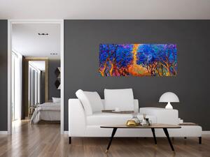 Tablou - Coroane de copac de toamnă, impresionism modern (120x50 cm)