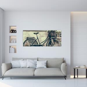 Tablou - Bicicleta de epocă cu flori (120x50 cm)