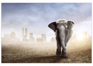 Tablou - Elefanți în oraș (90x60 cm)
