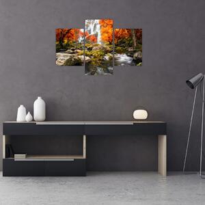 Tablou - Cascade în pădurea portocalie (90x60 cm)