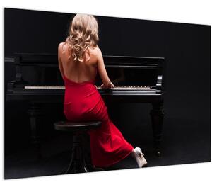 Tablou - Femeia cântând la pian (90x60 cm)
