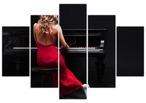 Tablou - Femeia cântând la pian (150x105 cm)