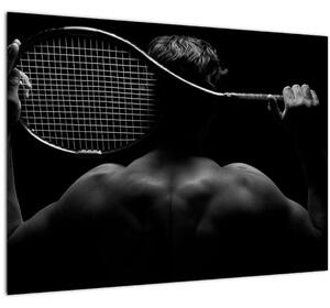 Tablou pe sticlă - Jucătorul de tenis (70x50 cm)