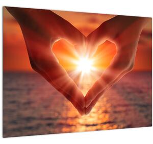 Tablou pe sticlă - Soare în inimă (70x50 cm)