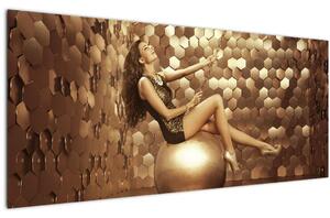 Tablou - Femeia în încăperea de aur (120x50 cm)
