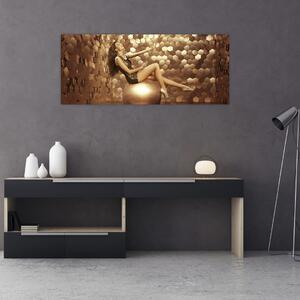 Tablou - Femeia în încăperea de aur (120x50 cm)