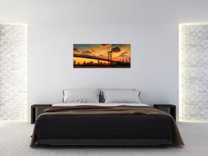 Tablou - Apus de soare peste Podul Ben Franklin, Philadelphia (120x50 cm)