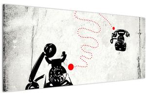 Tablou - Desen de telefon în stilul lui Banksy (120x50 cm)