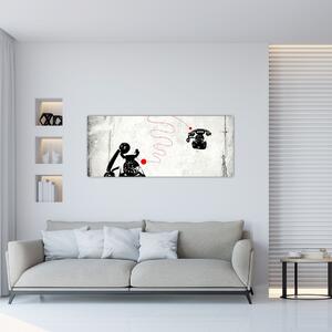 Tablou - Desen de telefon în stilul lui Banksy (120x50 cm)