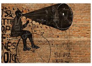 Tablou - Barbat cu biciclete stil Bansky (90x60 cm)
