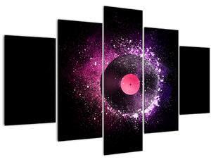 Tablou - Disc de vinil roz-violet (150x105 cm)