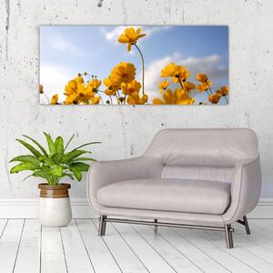 Tablou - Câmp cu flori galben deschis (120x50 cm)