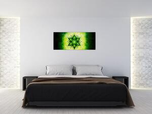 Tablou - Mandala de flori, fundal verde (120x50 cm)