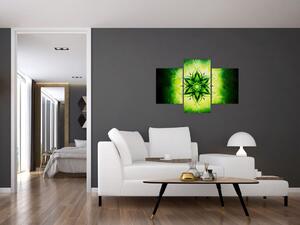 Tablou - Mandala de flori, fundal verde (90x60 cm)