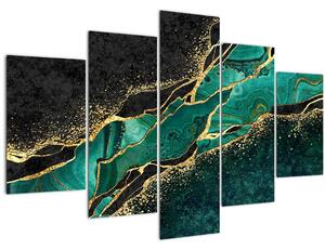 Tablou - Marmorat, petrol-auriu (150x105 cm)