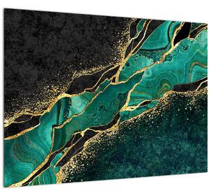 Tablou - Marmorat, petrol-auriu (70x50 cm)