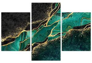Tablou - Marmorat, petrol-auriu (90x60 cm)