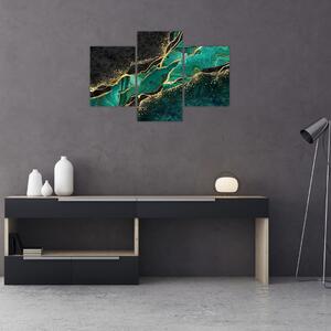 Tablou - Marmorat, petrol-auriu (90x60 cm)