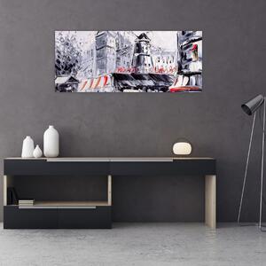 Tablou - Strada din Paris, pictură în ulei (120x50 cm)
