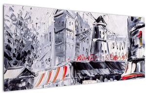 Tablou - Strada din Paris, pictură în ulei (120x50 cm)
