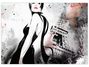 Tablou - Doamna și Turnul Eiffel (70x50 cm)