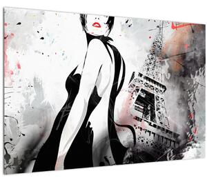 Tablou - Doamna și Turnul Eiffel (90x60 cm)