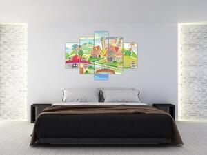 Tablou - Orășel colorat (150x105 cm)