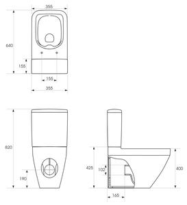 Set vas wc stativ rimless dreptunghiular Cersanit Crea cu rezervor si capac soft close inclus, alb