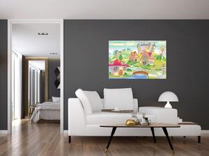 Tablou - Orășel colorat (90x60 cm)