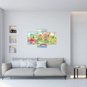 Tablou - Orășel colorat (90x60 cm)