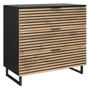 Comodă Levsoni 101Stejar Wotan, Grafit, Cu sertare, 76x80x40cm