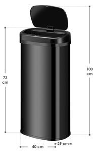 Coș de gunoi pătrat cu senzor - 70 L - negru
