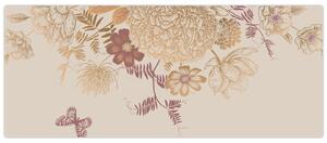 Tablou - Vintage, flori și fluturi (120x50 cm)