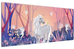Tablou - Unicorn în pădurea fermecată (120x50 cm)