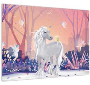 Tablou - Unicorn în pădurea fermecată (70x50 cm)