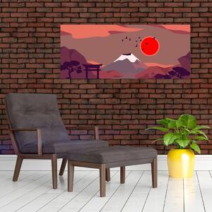 Tablou - Ilustrație a Muntelui Fuji (120x50 cm)