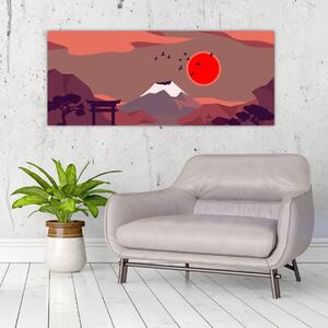 Tablou - Ilustrație a Muntelui Fuji (120x50 cm)