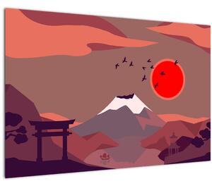 Tablou - Ilustrație a Muntelui Fuji (90x60 cm)