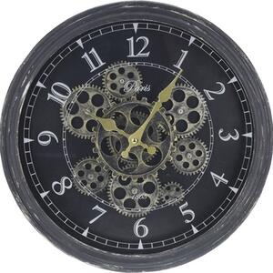 Ceas de perete, model roți dințate, negru Ø 37 cm